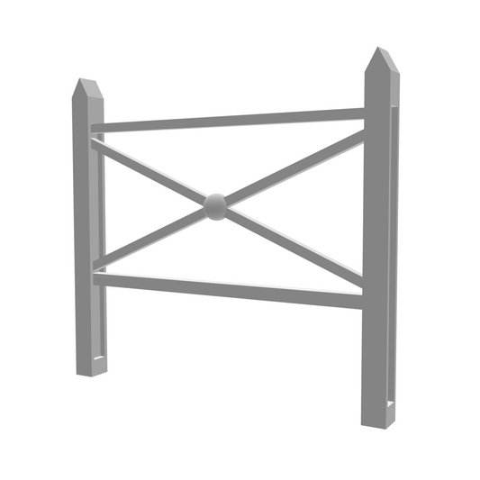 Barrière de ville métal et poteaux bois x7