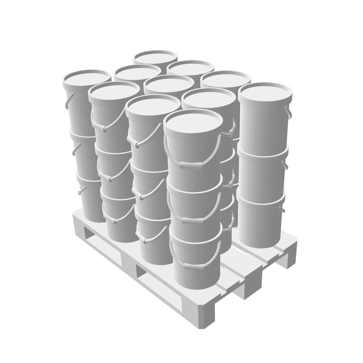 Palette et pots de peinture plastique 10 kgs