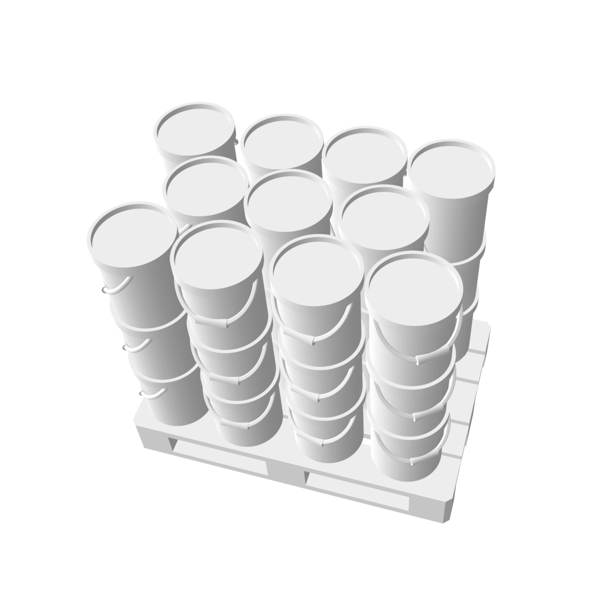 Palette et pots de peinture plastique 10 kgs