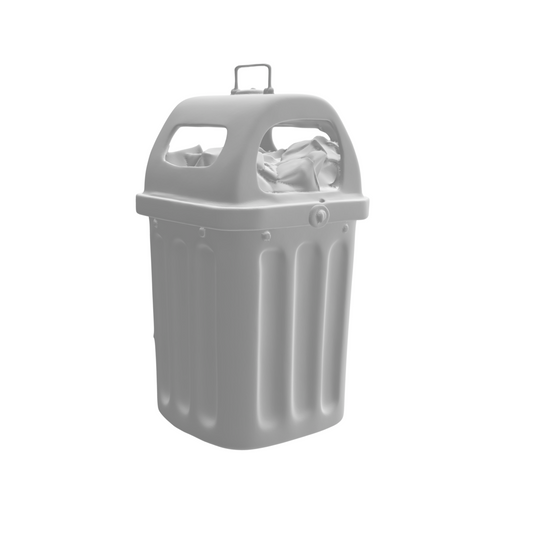 Poubelle de rue rectangulaire avec déchets x2
