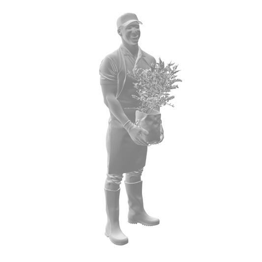 Jardinier avec pot de fleurs