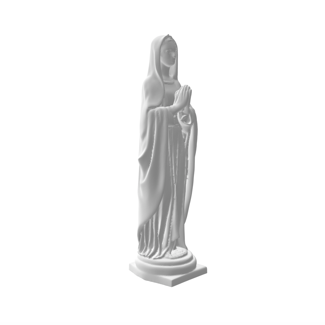 Statue vierge Marie sur piédestal