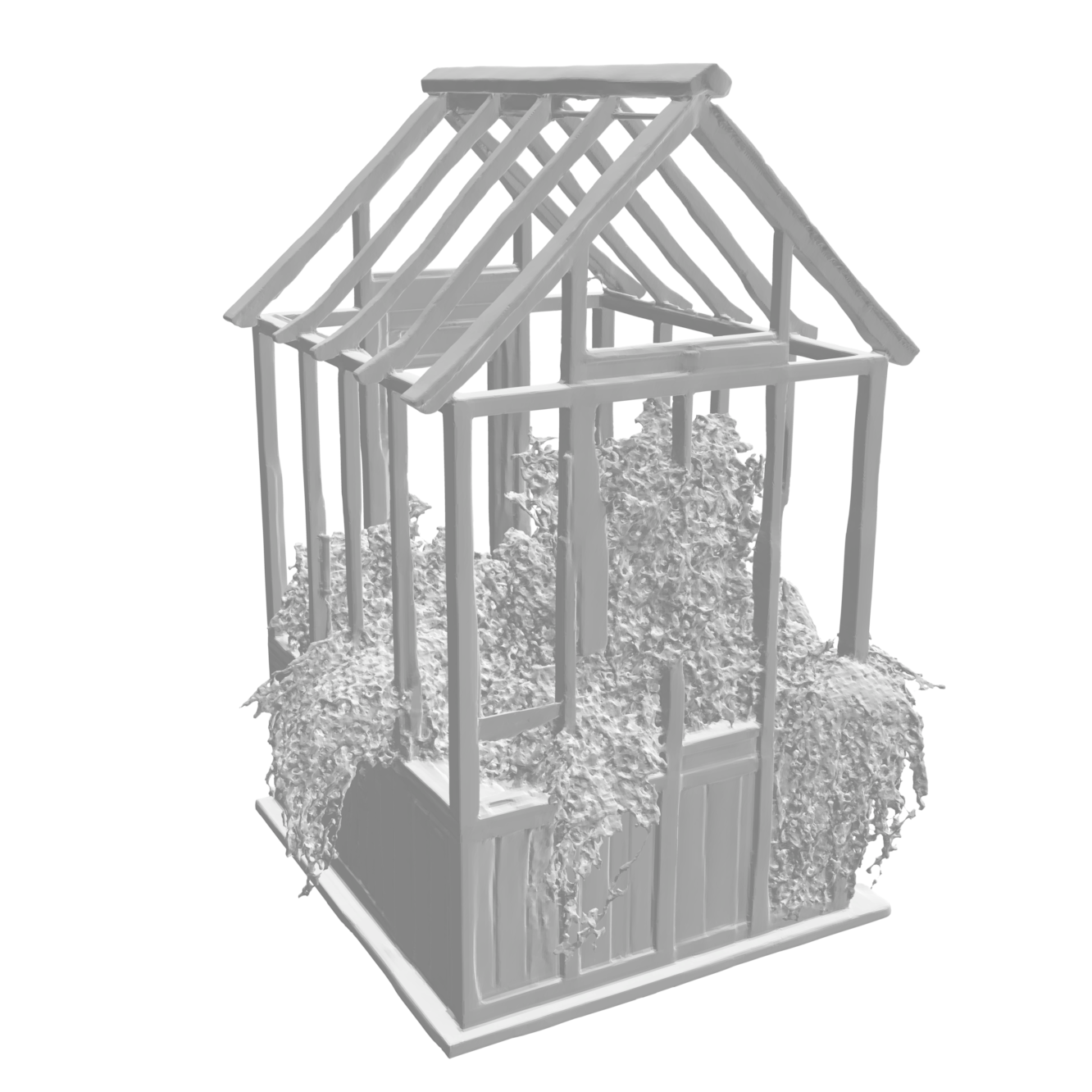 Serre de jardin en bois abandonnée