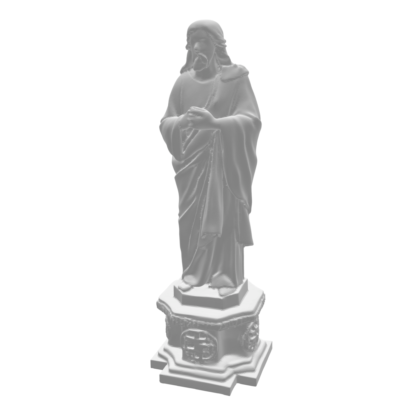 Statue Christ mains jointes sur piédestal