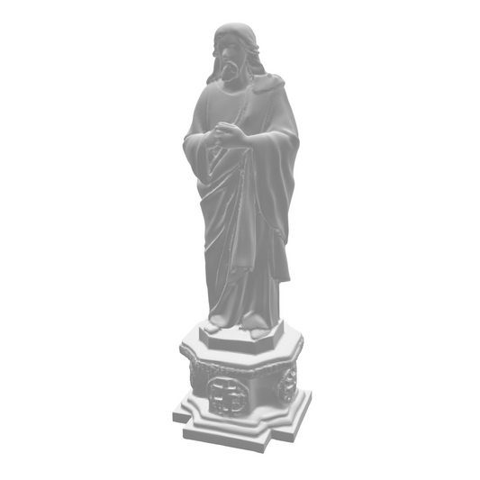 Statue Christ mains jointes sur piédestal