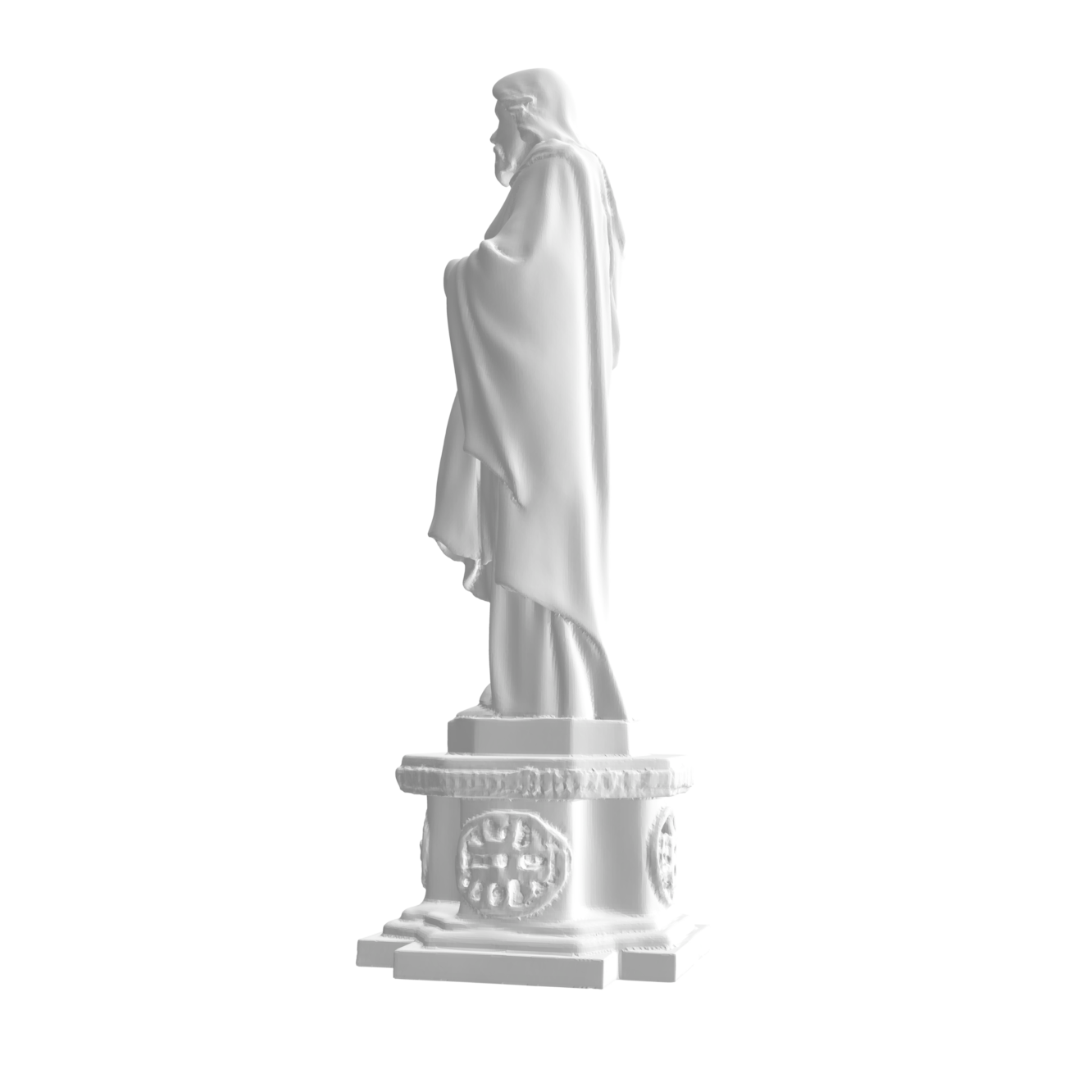 Statue Christ mains jointes sur piédestal