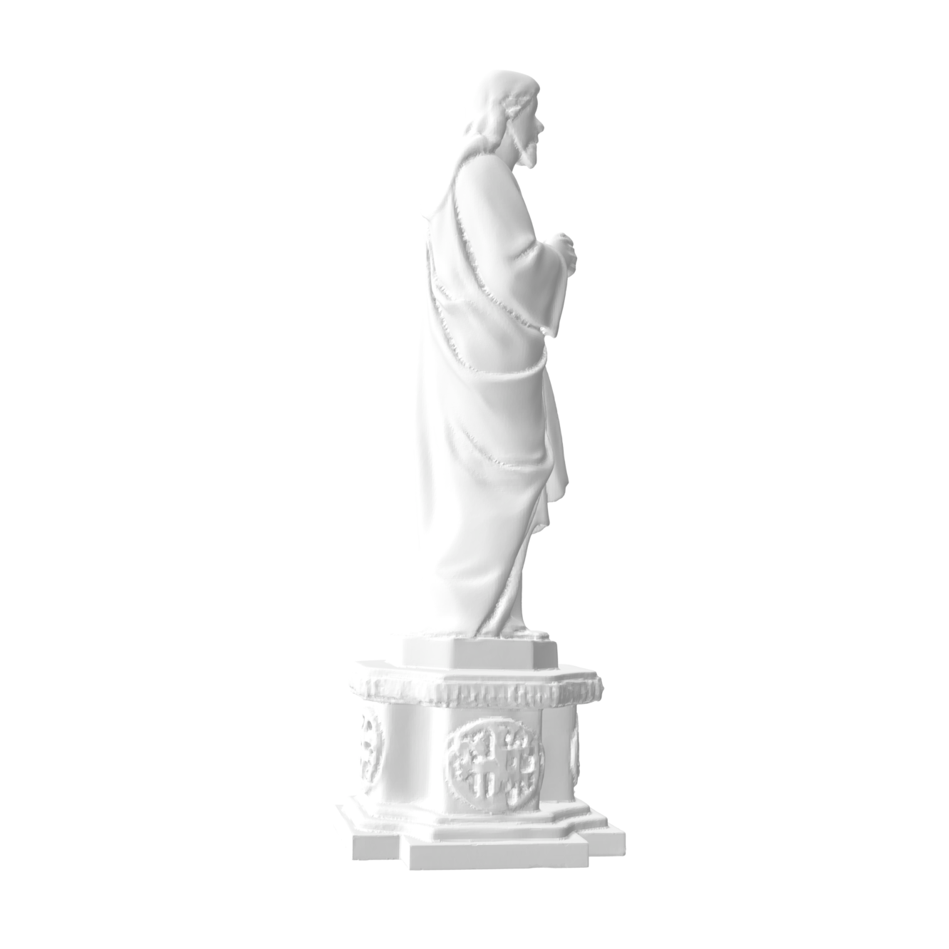 Statue Christ mains jointes sur piédestal
